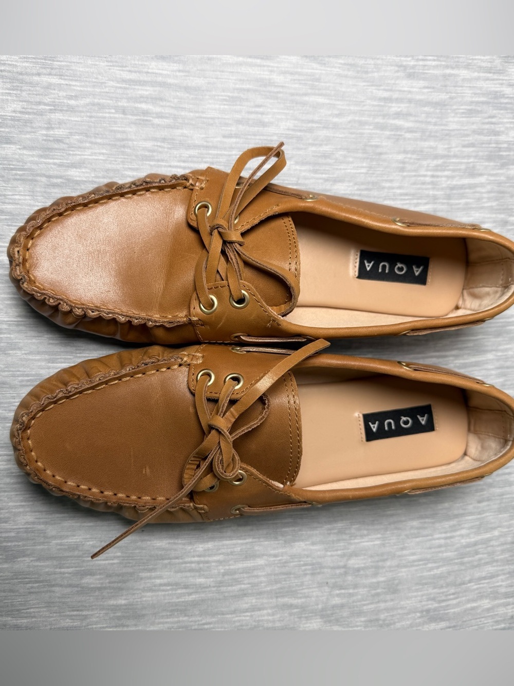 Women’s Aqua Boat Shoe Lace-Up Loafer Coastal Grandmother Tan Size 8.5M